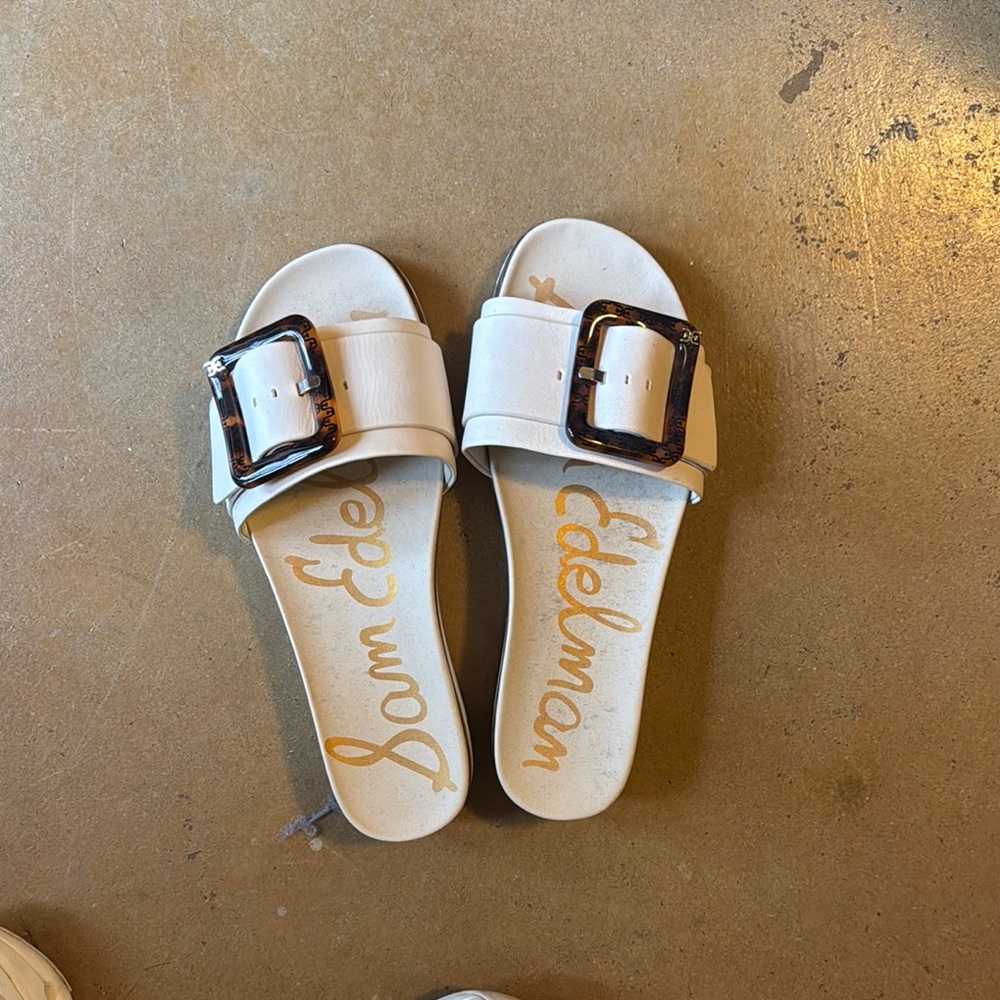 Sam Edelman White Slide Sandals